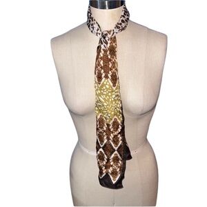 Nicole Miller 100% Silk Scarf/Wrap Brown& White OS